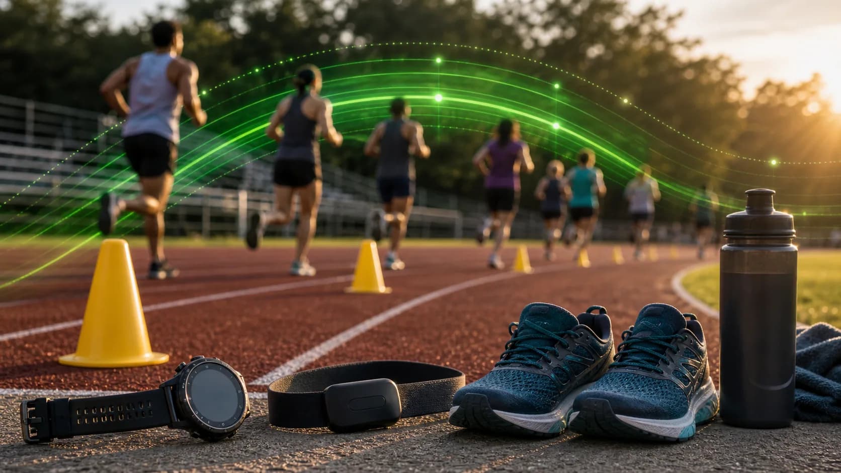 Diverse runners doing a track workout for aerobic fitness